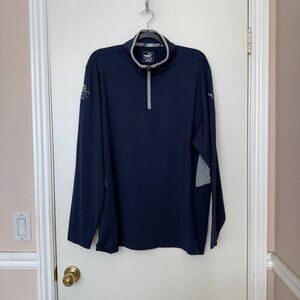 Puma Men's Blue Long Sleeve Half Zip Pullover Farmer Insurances Open, Size XL